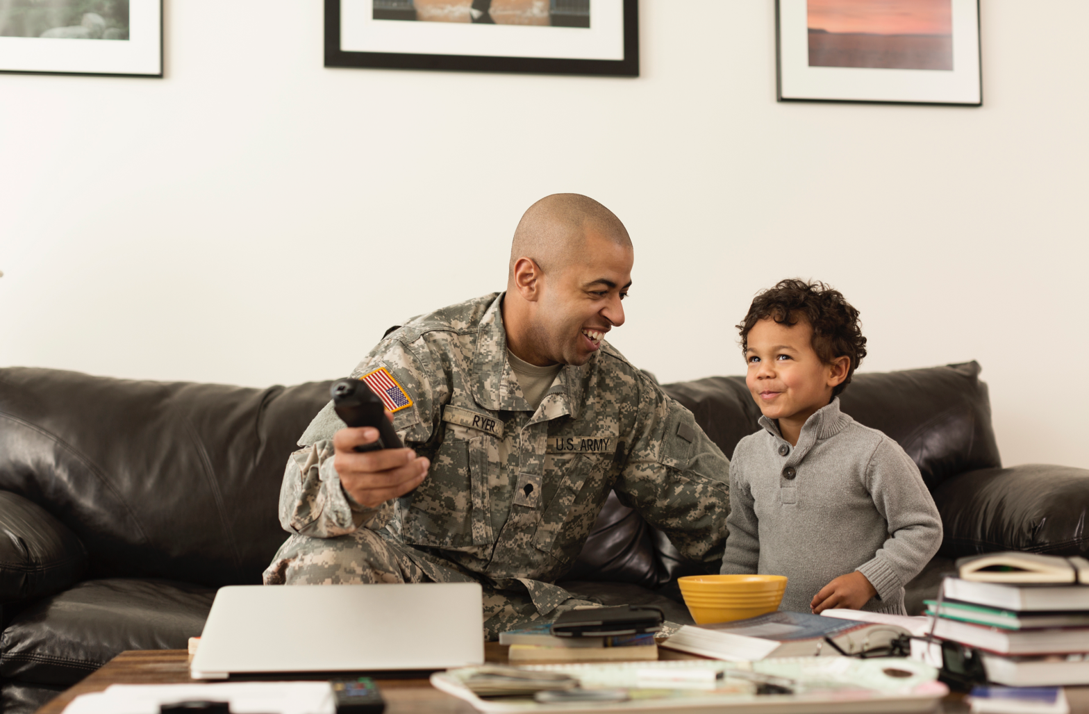 Military servicemember with child