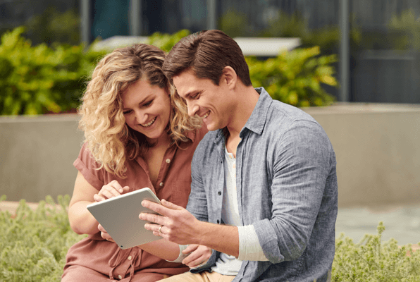 Couple using tablet